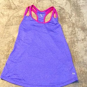 Large purple with hot pink trim work out tank top. Only wore twice!!!!!